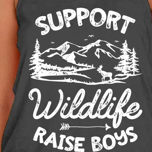 Support Wildlife Raise Mom Dad Mother Parents Women's Knotted Racerback Tank