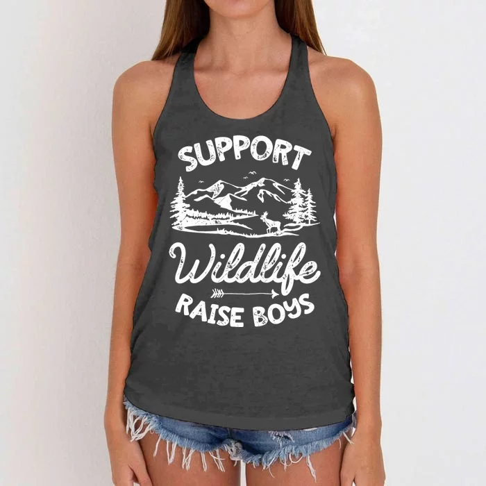 Support Wildlife Raise Mom Dad Mother Parents Women's Knotted Racerback Tank