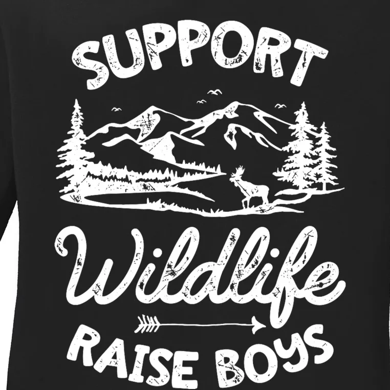 Support Wildlife Raise Mom Dad Mother Parents Ladies Long Sleeve Shirt