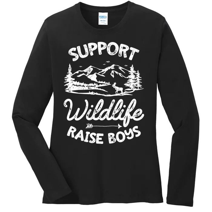 Support Wildlife Raise Mom Dad Mother Parents Ladies Long Sleeve Shirt