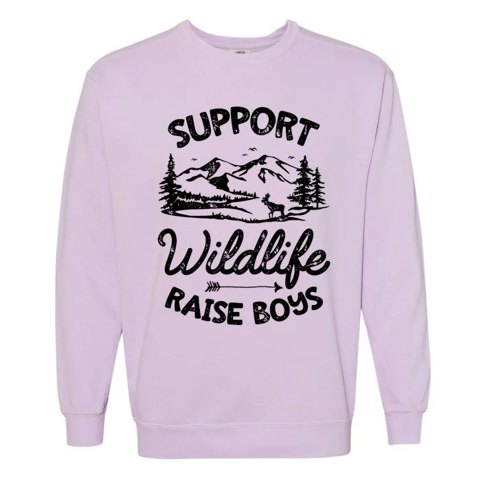 Support Wildlife Raise Mom Dad Mother Parents Garment-Dyed Sweatshirt