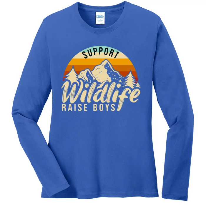 Support Wildlife Raise Cool Mom Dad Funny Gift Ladies Long Sleeve Shirt