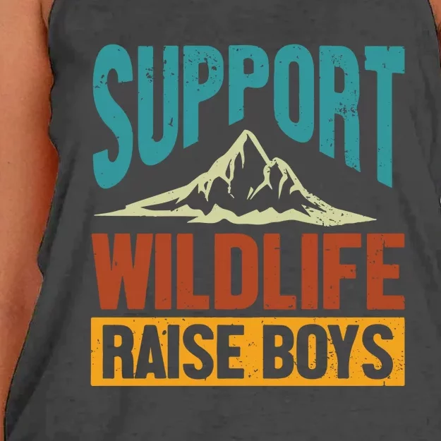 Support Wildlife Raise Boy Women's Knotted Racerback Tank