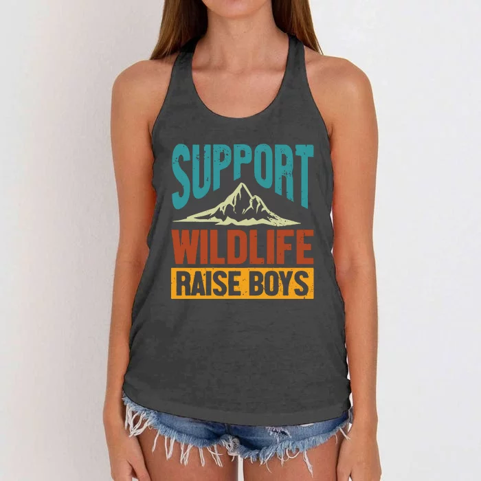 Support Wildlife Raise Boy Women's Knotted Racerback Tank