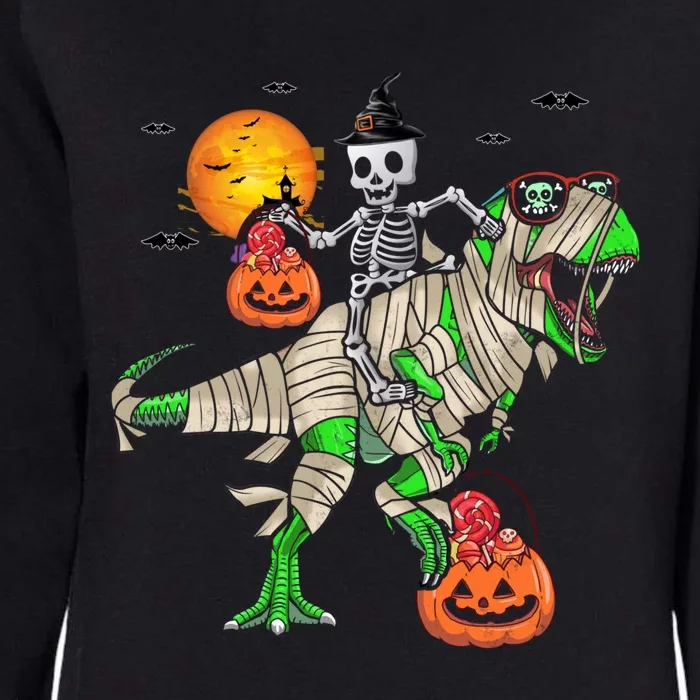 Skeleton Witch Riding TRex Mummy Halloween Gift Womens California Wash Sweatshirt