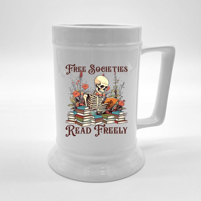 Strong Woman Reads Books Free Societies Read Freely Books Front & Back Beer Stein