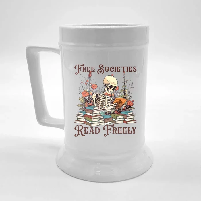 Strong Woman Reads Books Free Societies Read Freely Books Front & Back Beer Stein