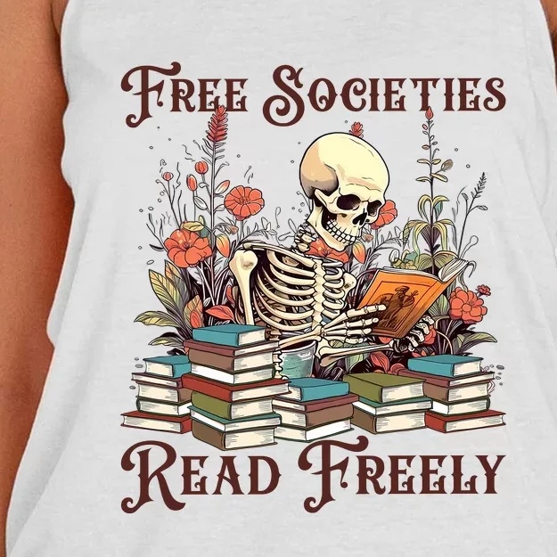 Strong Woman Reads Books Free Societies Read Freely Books Women's Knotted Racerback Tank