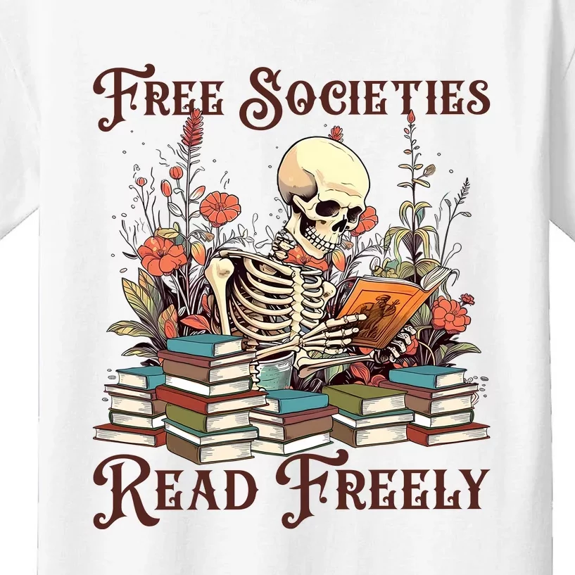 Strong Woman Reads Books Free Societies Read Freely Books Kids T-Shirt