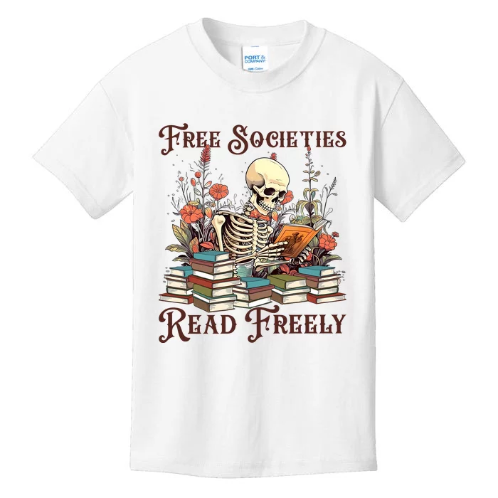 Strong Woman Reads Books Free Societies Read Freely Books Kids T-Shirt