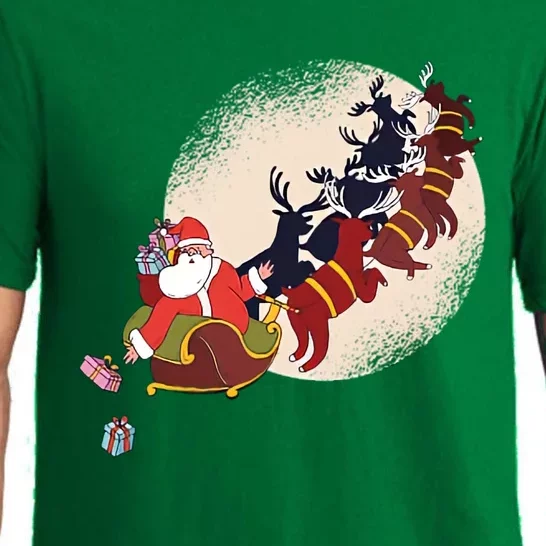 Santa With Reindeers Christmas Pajama Set