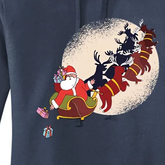 Santa With Reindeers Christmas Women's Pullover Hoodie