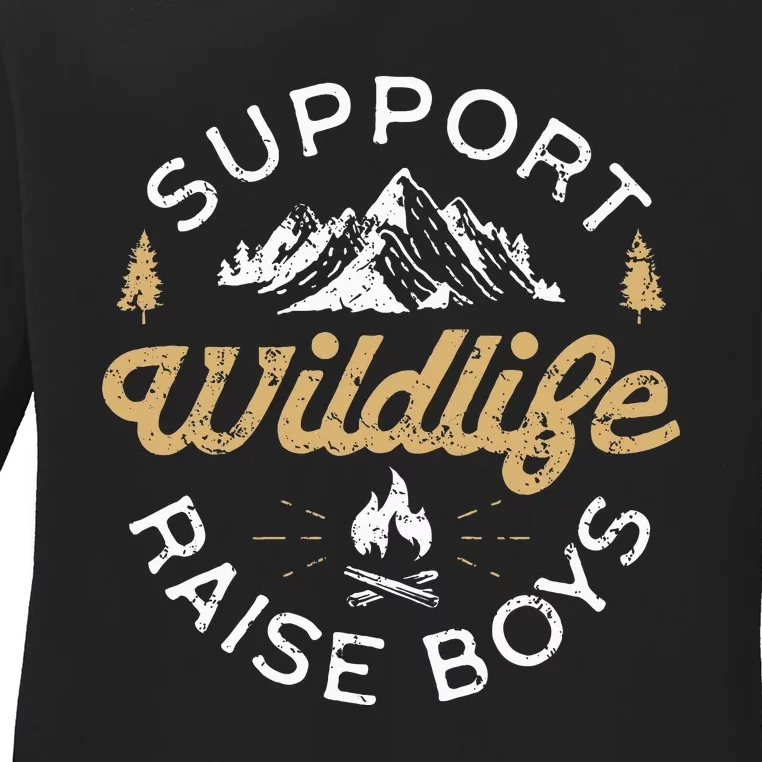 Support Wildlife Raise Parent Mom & Dad Gift Ladies Long Sleeve Shirt