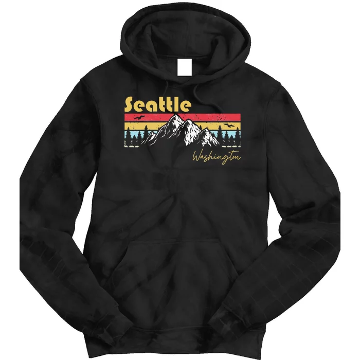 Seattle Washington Roots Hometown Vintage Home State Pride Tie Dye Hoodie