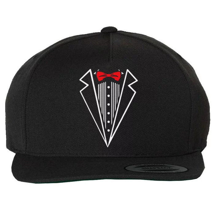 Stuxedo With Red Bow Tie Black Suit Wool Snapback Cap