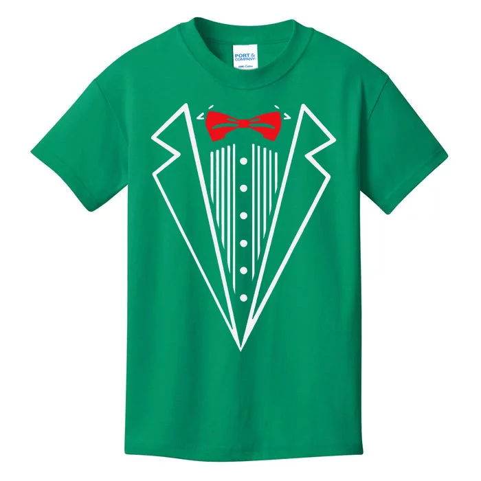 Stuxedo With Red Bow Tie Black Suit Kids T-Shirt