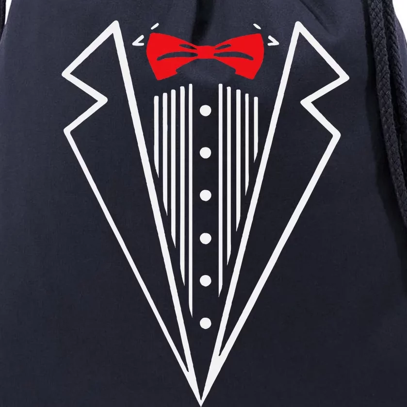 Stuxedo With Red Bow Tie Black Suit Drawstring Bag