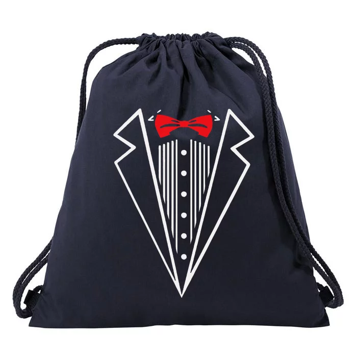 Stuxedo With Red Bow Tie Black Suit Drawstring Bag