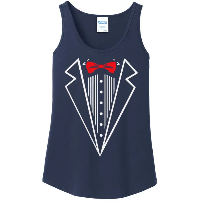 Stuxedo With Red Bow Tie Black Suit Ladies Essential Tank