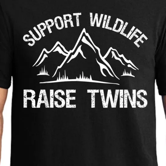 Support Wildlife Raise Twins Shirt Funny Twin Mom Dad Pajama Set