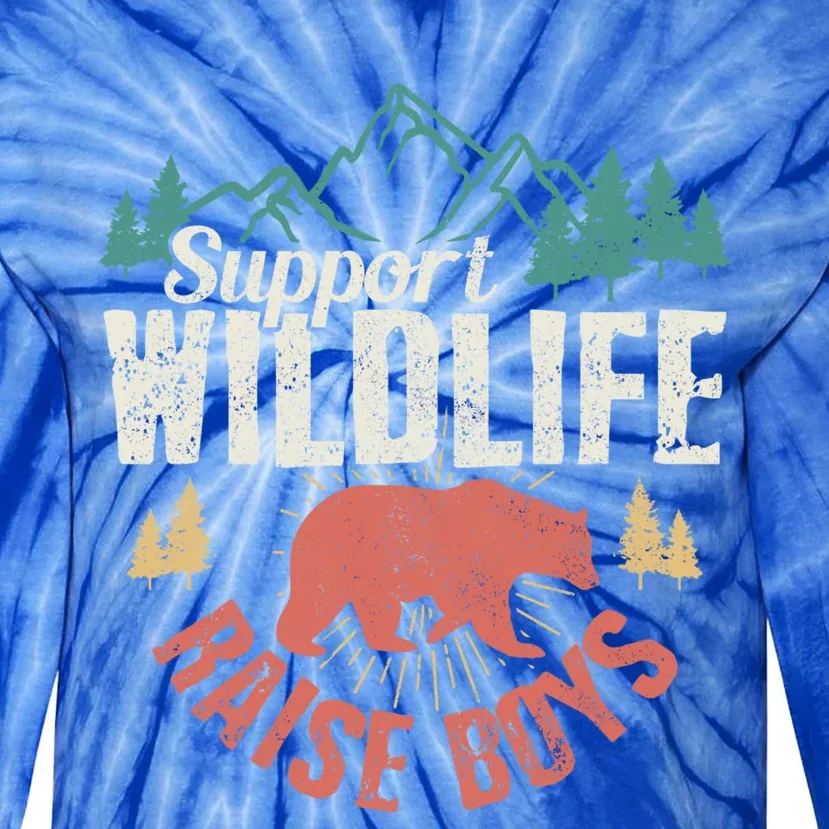 Support Wildlife Raise Mom Dad Wild One Funny Gift Tie-Dye Long Sleeve Shirt