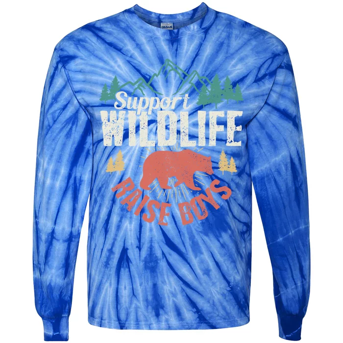 Support Wildlife Raise Mom Dad Wild One Funny Gift Tie-Dye Long Sleeve Shirt