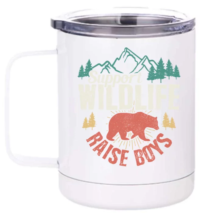 Support Wildlife Raise Mom Dad Wild One Funny Gift Front & Back 12oz Stainless Steel Tumbler Cup