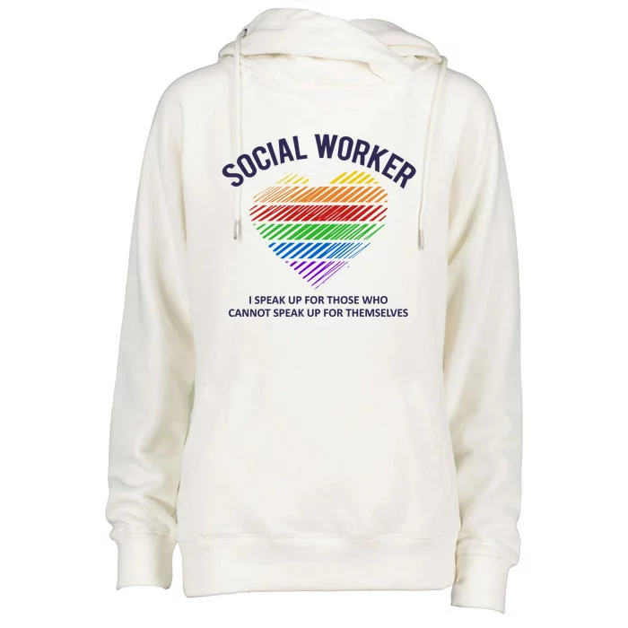 Social Worker Rainbow Heart Inspirational Quote Social Work Gift Womens Funnel Neck Pullover Hood