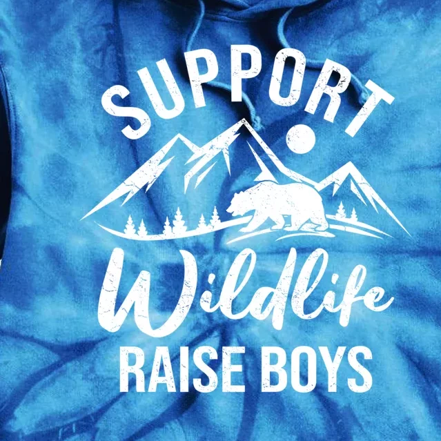 Support Wildlife Raise Sons Funny Mom Dad Wild One Bear Cute Gift Tie Dye Hoodie