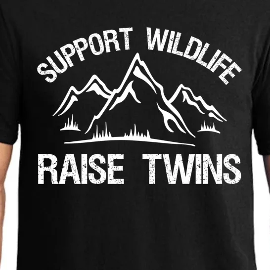 Support Wildlife Raise Twins Gift Funny Twin Mom Dad Meaningful Gift Pajama Set