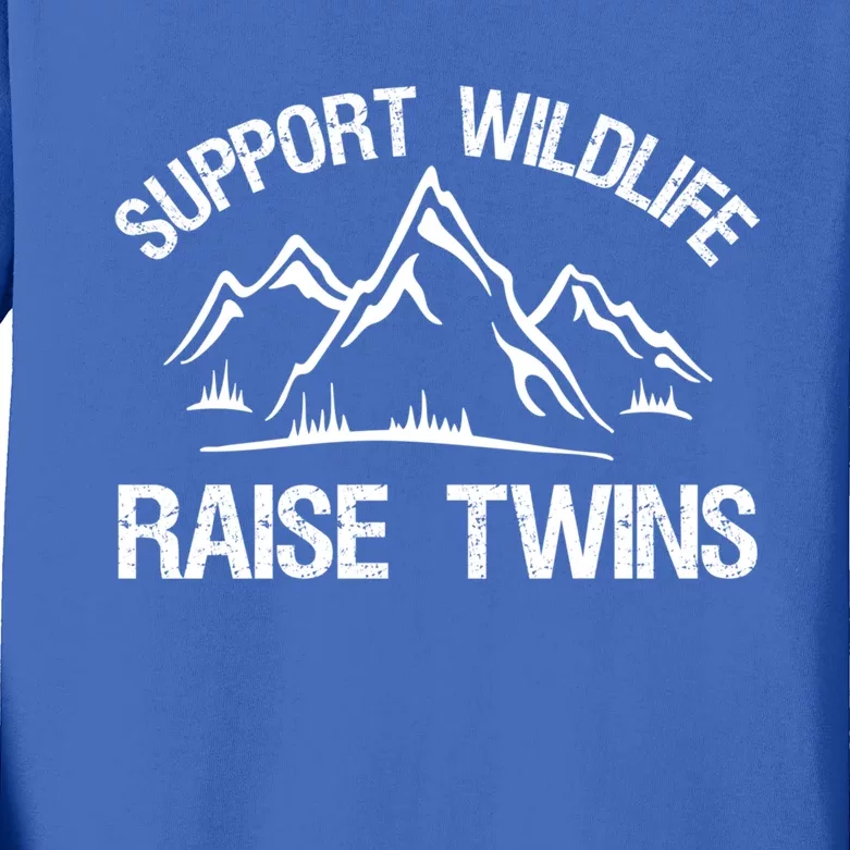 Support Wildlife Raise Twins Gift Funny Twin Mom Dad Meaningful Gift Kids Long Sleeve Shirt