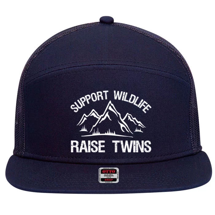 Support Wildlife Raise Twins Gift Funny Twin Mom Dad Meaningful Gift 7 Panel Mesh Trucker Snapback Hat