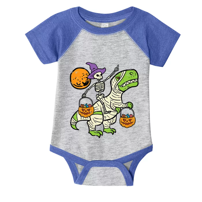 Skeleton Witch Riding Mummy Dinosaur Halloween Spooky Night Gift Infant Baby Jersey Bodysuit