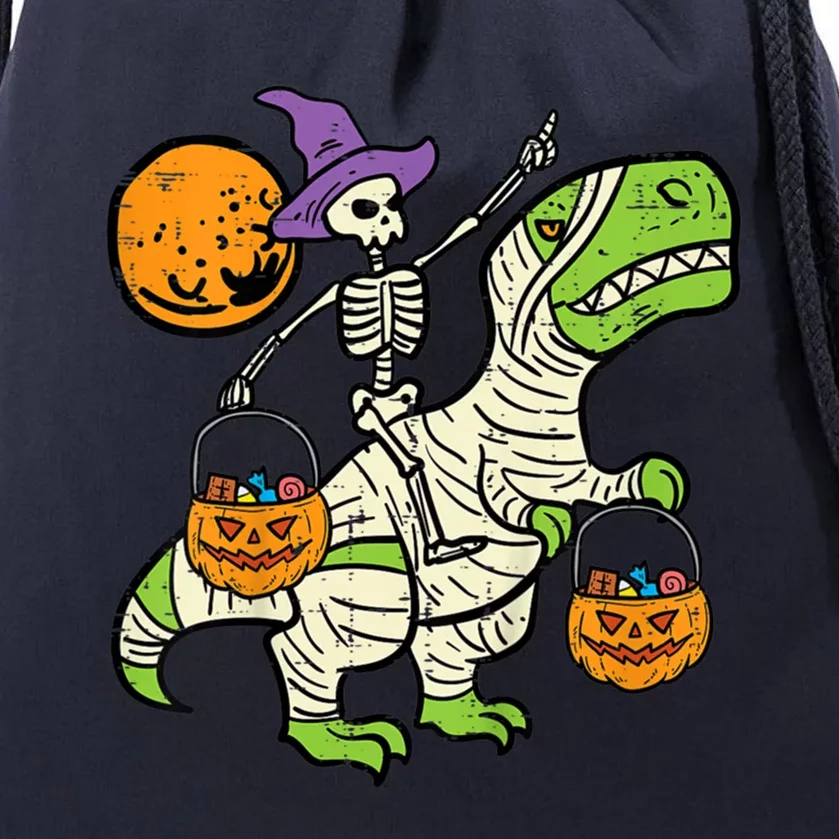 Skeleton Witch Riding Mummy Dinosaur Halloween Spooky Night Gift Drawstring Bag