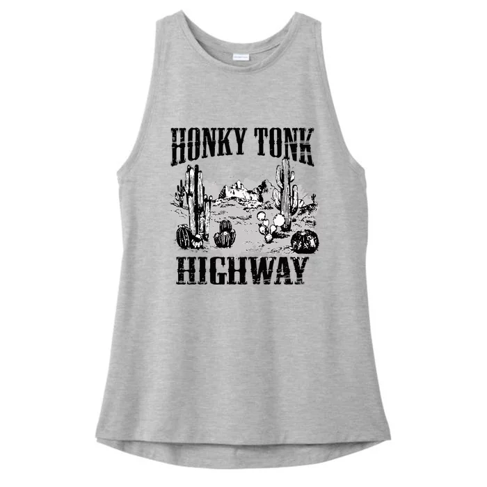 Southern Western Rodeo Cowgirl Honky Tonk Highway Ladies Tri-Blend Wicking Tank