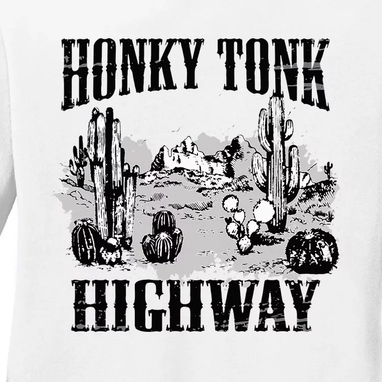 Southern Western Rodeo Cowgirl Honky Tonk Highway Ladies Long Sleeve Shirt