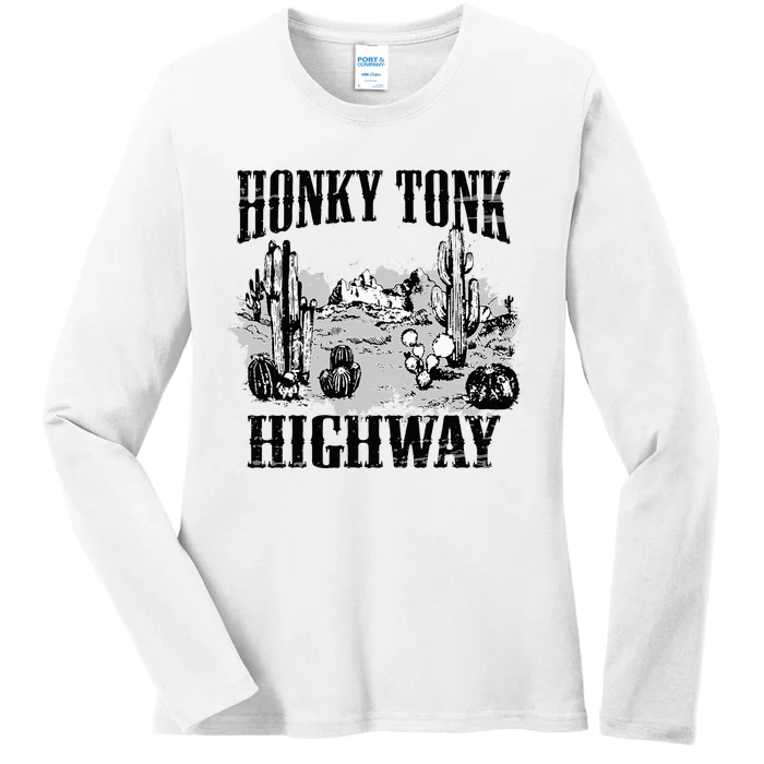 Southern Western Rodeo Cowgirl Honky Tonk Highway Ladies Long Sleeve Shirt