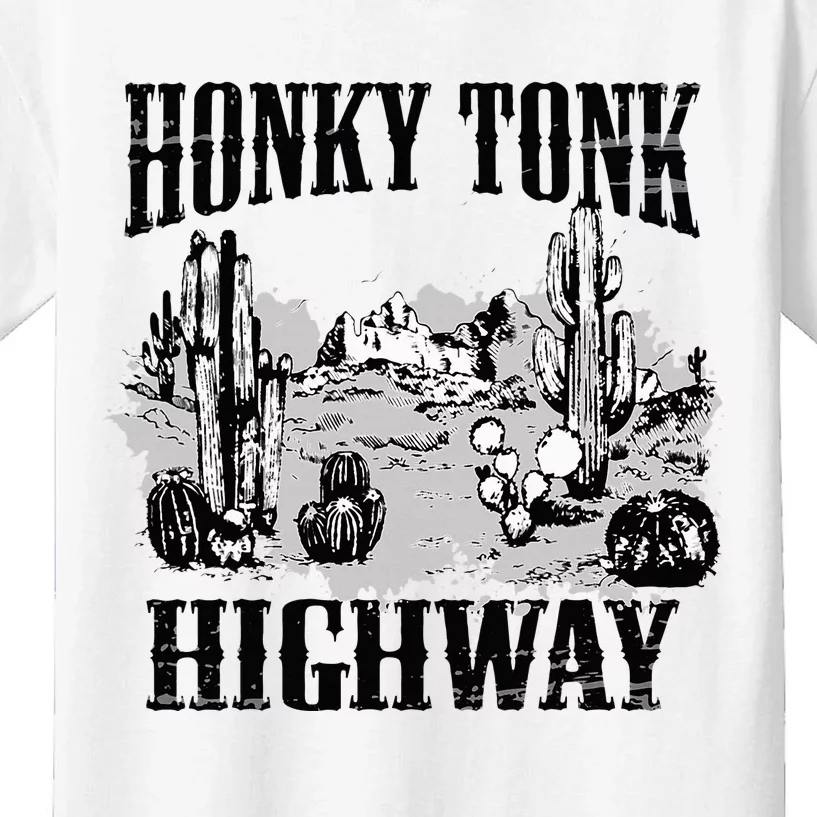 Southern Western Rodeo Cowgirl Honky Tonk Highway Kids T-Shirt