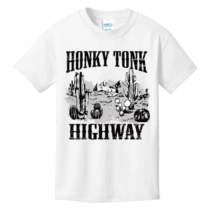 Southern Western Rodeo Cowgirl Honky Tonk Highway Kids T-Shirt