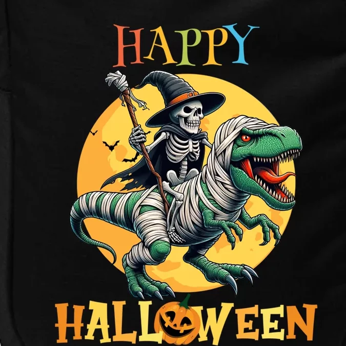 Scary Witch Riding Mummy Dinosaur T Rex Happy Halloween Cute Gift Impact Tech Backpack