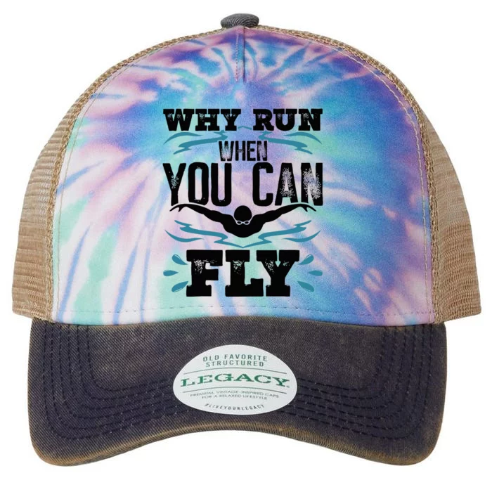 Swimming Why Run When You Can Fly Legacy Tie Dye Trucker Hat