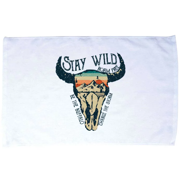 Stay Wild Roam Free Vintage Buffalo Desert Skull Microfiber Hand Towel