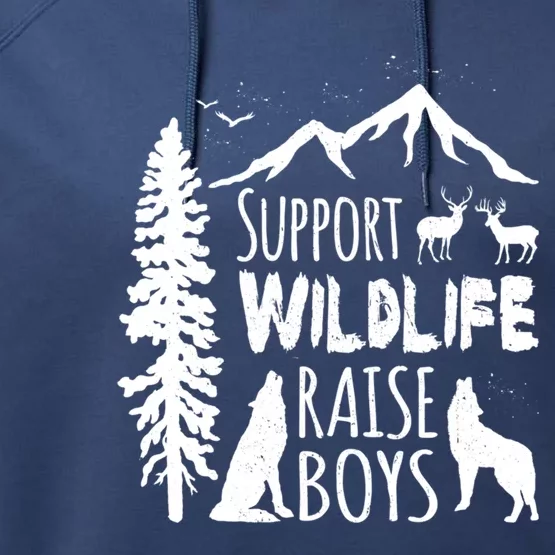 Support Wildlife Raise Gift Great Gift For Mom And Dad Performance Fleece Hoodie