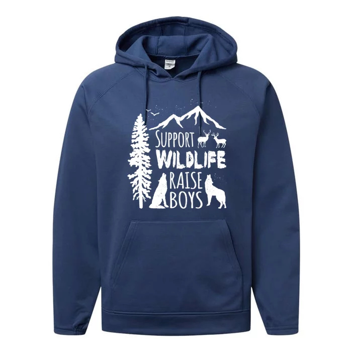 Support Wildlife Raise Gift Great Gift For Mom And Dad Performance Fleece Hoodie