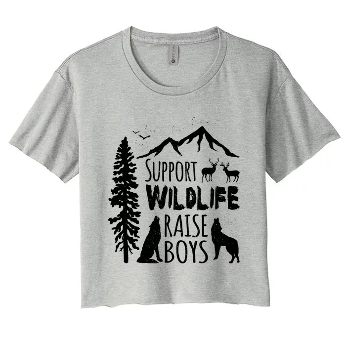 Support Wildlife Raise Gift Great Gift For Mom And Dad Women's Crop Top Tee