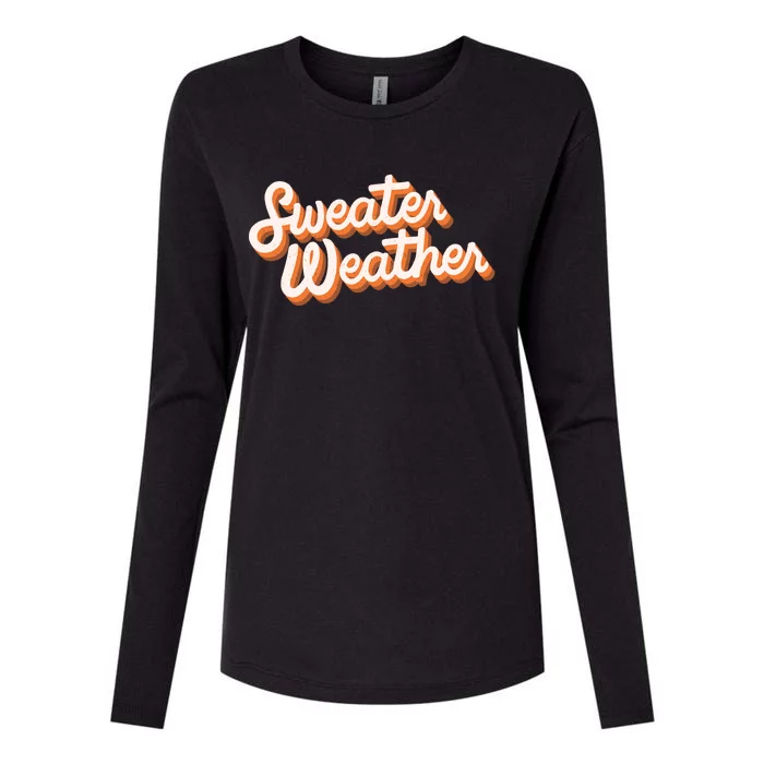 Sweater Weather Retro Womens Cotton Relaxed Long Sleeve T-Shirt