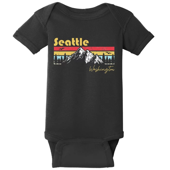 Seattle Washington Roots Hometown Vintage Home State Pride Baby Bodysuit