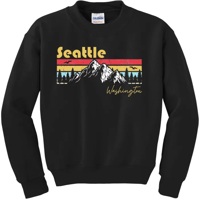 Seattle Washington Roots Hometown Vintage Home State Pride Kids Sweatshirt