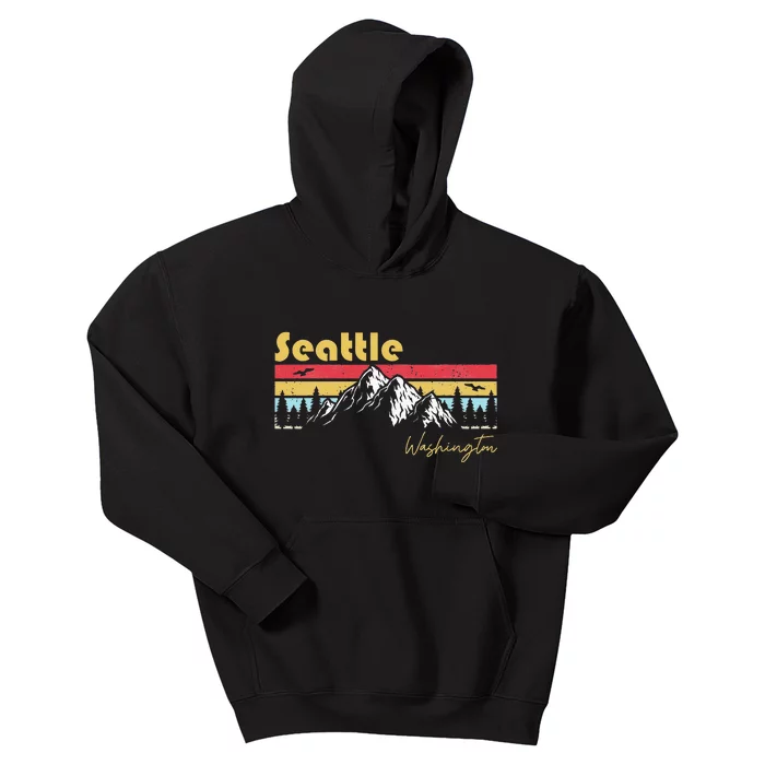 Seattle Washington Roots Hometown Vintage Home State Pride Kids Hoodie