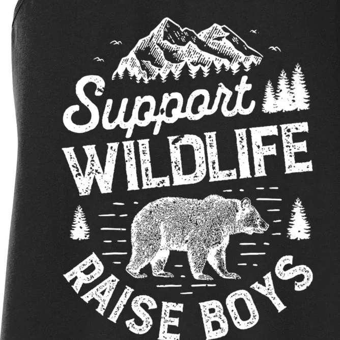 Support Wildlife Raise Mom Dad Mother Parents Women's Racerback Tank